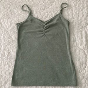 Nine West Green Ruched Ribbed Camisole